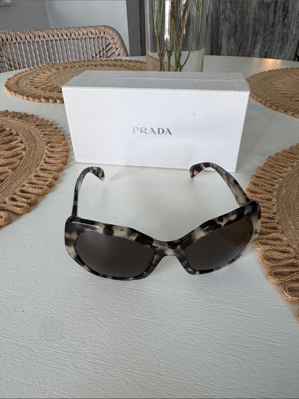 Prada Tortoiseshell Frame Sunglasses with Dark Brown Lenses